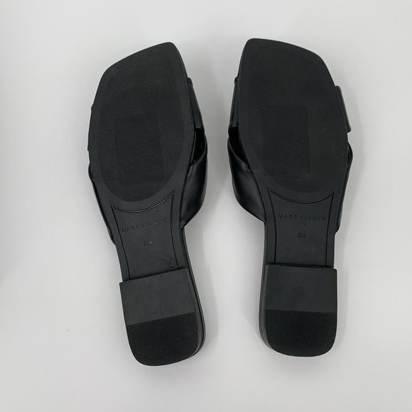 Marc Fisher Mayson slide flat black leather sandal shoe knot square new women 8 - Picture 6 of 6